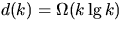 $d(k) =
\Omega(k \lg k)$