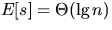 $E[s] = \Theta(\lg n)$